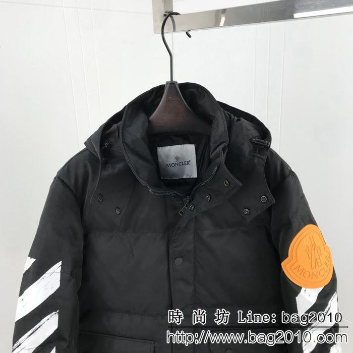 Moncle OFF 2018SS秋冬羽絨服 袖子定制膠板LOGO 數碼直噴斑馬線 內裏90%白鵝絨 高版本情侶款 ydi2308